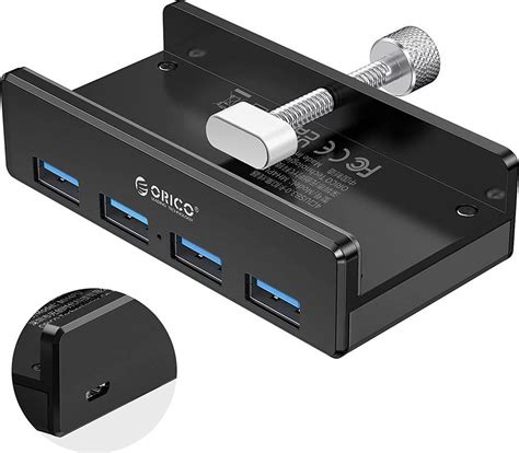 桌上集線器|ORICO USB 3.0 集線器、USB 集線器夾、鋁製4 埠 USB 分配器,。